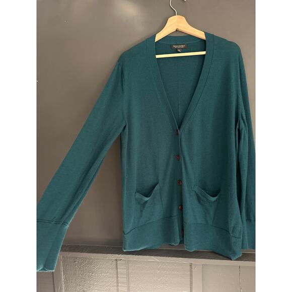 Banana Republic Orla Merino Wool Long Cardigan Dark Juniper Green Size XL - Picture 3 of 9